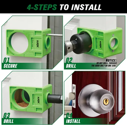 Miniatura 5 de KATA 1-3/8" - 1-3/4" Kit de instalación de cerradura de puerta con ranuras grandes de eliminación de astillas, sierra de agujero para cerradura