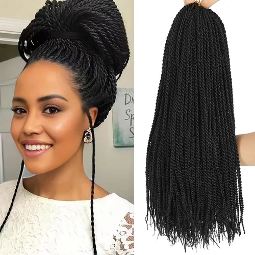 Miniatura 9 de Trenzas de Ganchillo Senegalesas Twist Cabello de Ganchillo 7 Paquetes Pre Enrollado Micro Trenzas Senegalesas Twist Cabello Trenzado Trenzas