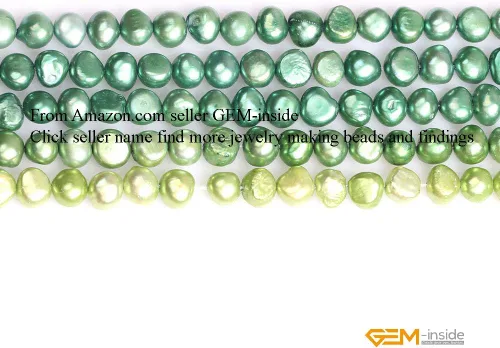 Miniatura 2 de GEM-Inside - Cuentas sueltas de perlas de energía natural para fabricación de joyas, 0.315 a 0.315 pulgadas, color verde, cultivadas de 15 pulgadas