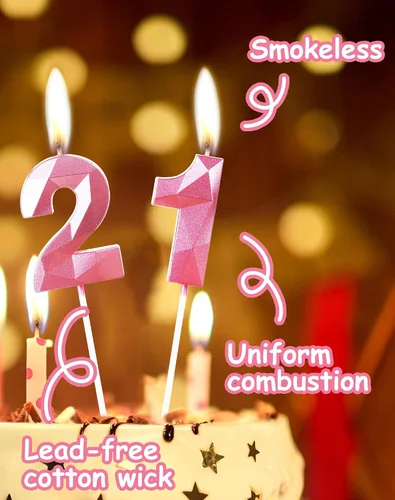 Miniatura 3 de Velas de cumpleaños 50, velas del número 50, vela rosa de feliz cumpleaños para pastel, adornos para pastel de diseño 3D para mujeres, fiesta