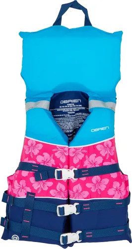 O'Brien Chaleco salvavidas CGA de nailon juvenil con cuello, rosa (50-90lbs)