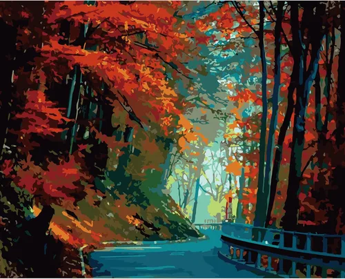 FILASLFT Kit de Pintura por Números para Adultos, Pintura por Números de Sendero Forestal para Adultos Principiantes, Pintura de Hoja de Arce por