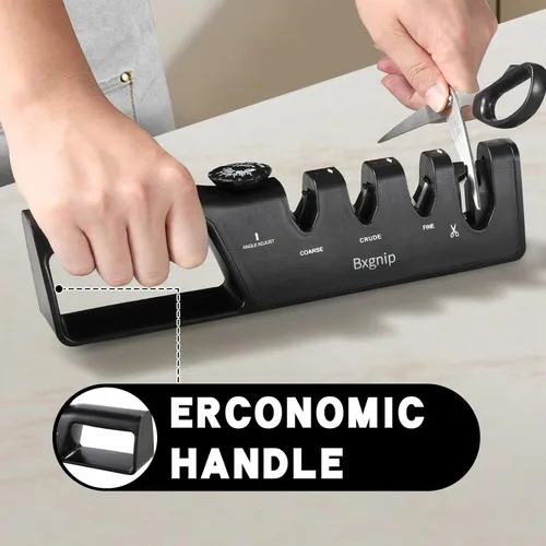 Miniatura 5 de Afilador de cuchillos profesional con 6 ángulos de afilado ajustables, y también tijeras afiladas, mango ergonómico, cuchillos de mano y afilador