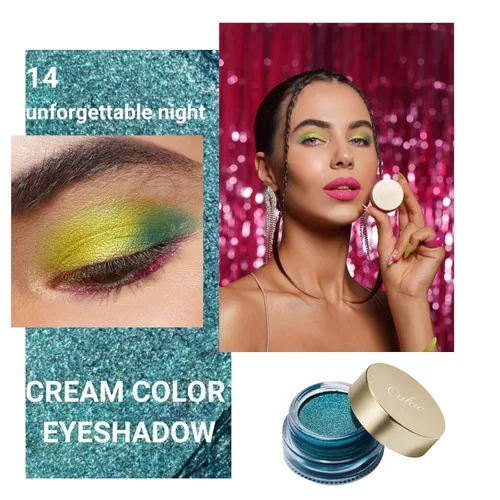Miniatura 2 de Oulac Sombra de ojos verde con brillo verde turquesa, sombra de ojos altamente pigmentada, impermeable y de larga duración para mujeres con fórmula