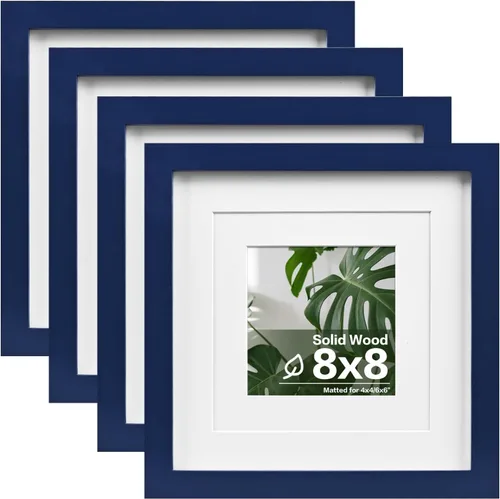 Miniatura 19 de Egofine Juego de 4 portarretratos de 4 x 6, hechos de madera maciza cubierta de plexiglás de 3 x 4.5 pulgadas y 3.5 x 5 pulgadas con paspartú o de 4