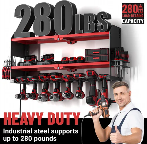 Miniatura 5 de YYR Organizador de herramientas eléctricas con estación de carga, soporte de pared, taladro inalámbrico y soporte de batería para organización