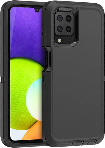 AICase Funda para Samsung A22 4G, resistente protección contra caídas, cuerpo completo, resistente a prueba de golpes, a prueba de polvo, grado Negro