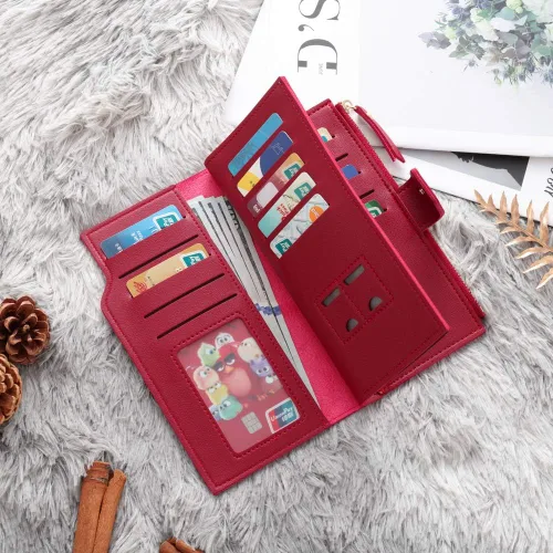 Miniatura 24 de Loveje - Billeteras personalizadas para mujer, de piel sintética, con grabadas fotográficas, triple pliegue, tarjeta de crédito, cartera larga