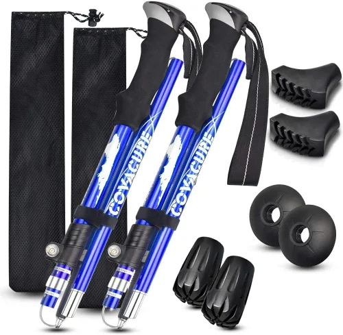 Miniatura 7 de Covacure Trekking Poles Collapsible Hiking Poles - 2 Pcs Aluminum Alloy 7075 Trekking Sticks with Quick Lock System, Telescopic, Collapsible for
