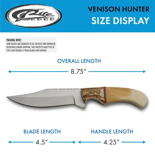 Miniatura 3 de SZCO Supplies 8.75" cuchillo de caza al aire libre del hueso del ciervo que acampa con la vaina de cuero