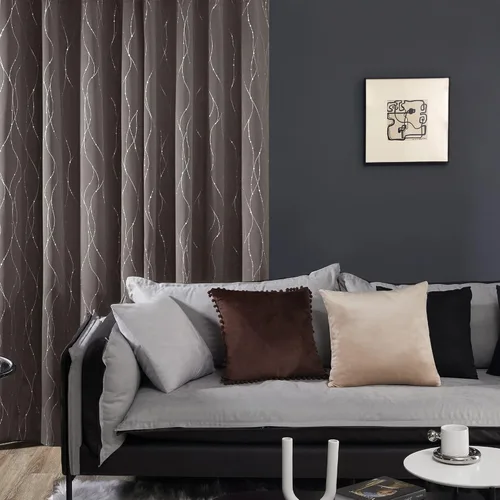 Miniatura 3 de Deconovo Cortinas blackout para sala de estar, 84 pulgadas de largo, con eficiencia energética y diseño de líneas onduladas con puntos