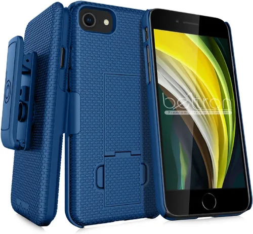Miniatura 11 de BELTRON Funda para iPhone 7/8/SE 2020/SE 2022, funda de agarre de goma súper delgada y funda de clip giratorio para cinturón combinado con soporte