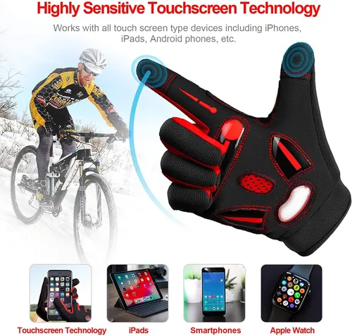 Miniatura 4 de BIKINGMOREOK - Guantes de ciclismo para bicicleta de montaña, para hombre y mujer, permite el uso de pantallas táctiles, con acolchado de gel