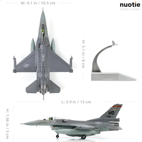 Miniatura 2 de NUOTIE 1/100 F-16C Fighting Falcon Fighter Model Metal DieCast Aircraft Jet Kit Modelo de Avión de Combate Avión de Caza Militar para Colección
