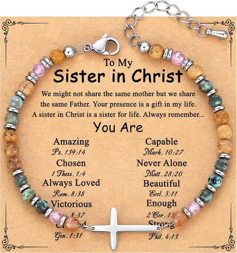 Miniatura 38 de TONY & SANDY Pulsera de cruz cristiana para mujer, regalo de San Valentín para ella, regalo de confirmación de bautismo, Pascua, regalo único