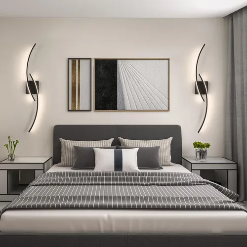 Miniatura 8 de Aplique de Pared Moderno Cableado, Luces LED de Pared Modernas de 4000K para Sala de Estar de 31.5 Pulgadas, Accesorios de Luz de Pared Negros
