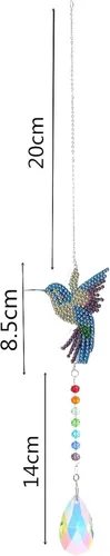 Miniatura 6 de Kit de atrapasoles de pintura de diamante de colibrí 5D para adultos y niños, diamantes de imitación de colibrí de cristal, arte de diamante