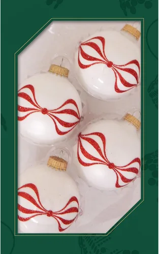 Miniatura 7 de Adornos de árbol de Navidad de vidrio - 67 mm/2.625" [4 piezas] Bolas decoradas de Adornos navideños sin costuras para colgar de Christmas by Krebs