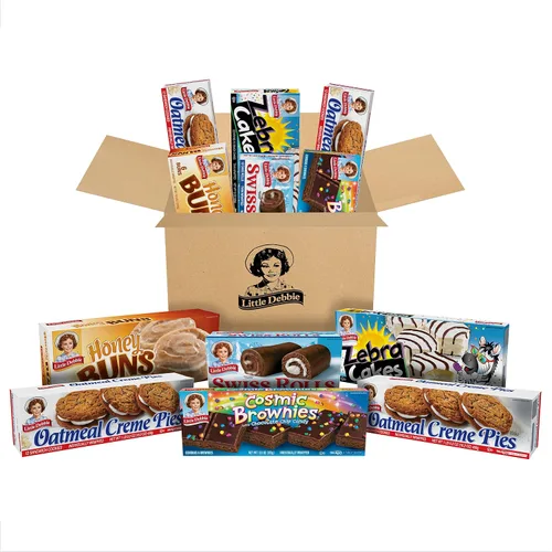 Little Debbie Paquete variado – Pasteles de cebra (1 caja), bollos de miel cósmicos, rollos suizos y pasteles de crema de avena (2 cajas), de 6