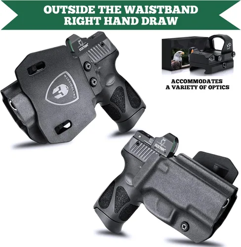 Miniatura 5 de WARRIORLAND Funda OWB Kydex con corte óptico, ajuste seleccionado para Glock 17/19/19X/43/43X MOS, sin riel 1911, Hellcat/Hellcat Pro, Taurus Taurus