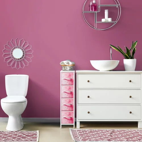 Miniatura 7 de Sorbus Cómoda Estrecha para Niños con 4 Cajones - Cómoda de Almacenamiento Vertical Delgada con Marco de Acero, Parte Superior de Madera y Tinte rosa
