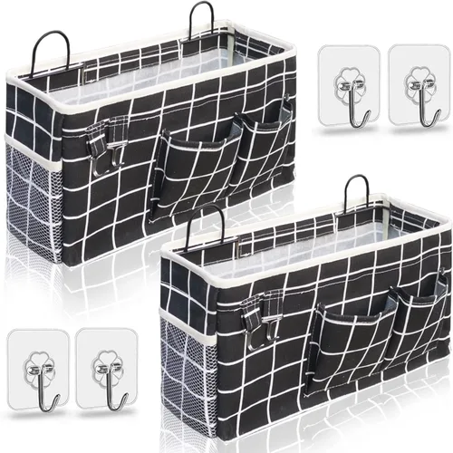 Kanrichu 2 bolsas organizadoras grandes para colgar en la pared, cestas de almacenamiento colgantes de tela de lino con bolsillos, contenedor