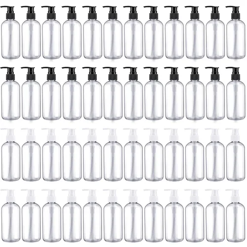 48 piezas dispensador de loción con bomba recargable dispensador de jabón de manos champú acondicionador botella de plástico vacía 8 oz/250 ml