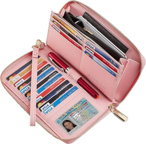 Miniatura 2 de Chelmon - Monedero para mujer de cuero genuino con bloqueo de señal RFID, para tarjetas de crédito