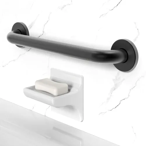 Miniatura 12 de Barra de seguridad de baño de acero inoxidable de 1-1/4 x 24 pulgadas, compatible con la ADA, capacidad de carga de 500 libras, níquel cepillado