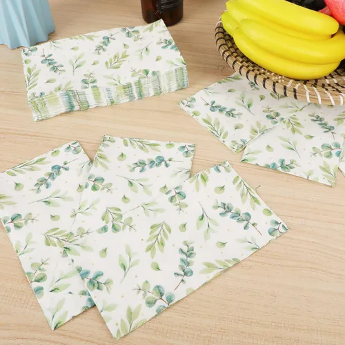 Miniatura 4 de 50 servilletas desechables de papel de eucalipto para invitados, toallas de papel suaves y absorbentes, para baño, cocina, fiestas, cenas o eventos