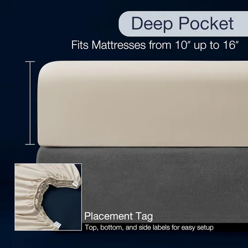 Miniatura 5 de Juego de sábanas tamaño individual XL de 4 piezas con 2 fundas de almohada envolventes, sábanas de microfibra suave de bolsillo profundo