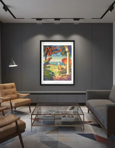 Miniatura 7 de Palm Beach Florida - Vintage Travel Poster by Kerne Erickson - Master Art Print (Unframed) 6in x 9in