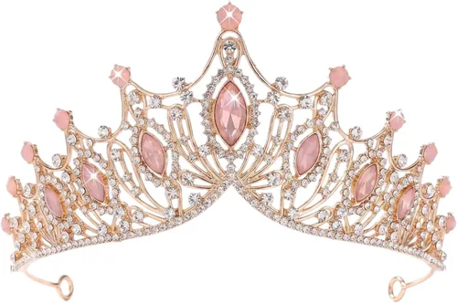 Miniatura 10 de Kamirola Corona de Reina Barroca, Corona Nupcial de Boda con Diamantes de Imitación y Tiaras Diadema de Cristal Para Cumpleaños Baile de Graduación