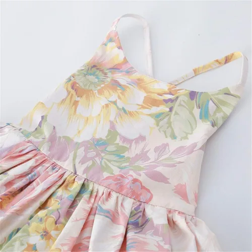 Miniatura 4 de Vestido de bebé de algodón casual de verano floral vintage para niñas