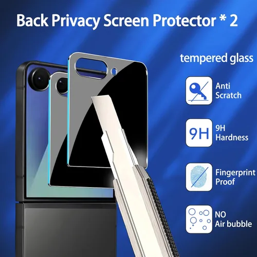 Miniatura 6 de IMBZBK [Instalación automática] Paquete de 2 protectores de pantalla de privacidad para Samsung Galaxy Z Flip 7, 2 películas antiespía interiores +