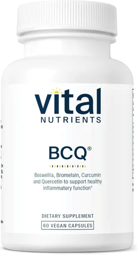 Vital Nutrients BCQ | Suplemento vegano de boswellia, bromelina, curcumina y quercetina | Suplemento de apoyo para las articulaciones | Apoya la