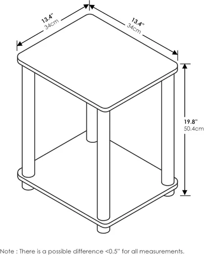 Miniatura 3 de Furinno Turn-N-Tube - Mesa auxiliar lateral de 2 niveles con estante abierto, mesita de noche sin herramientas, mesita de cama, para sala de estar