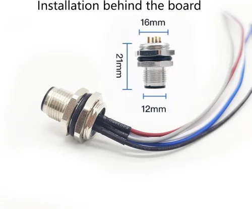 Miniatura 2 de Cable conector macho M12 de 5 pines, un cable de montaje trasero recto codificado impermeable enchufe de aviación macho sin blindaje Cable eléctrico