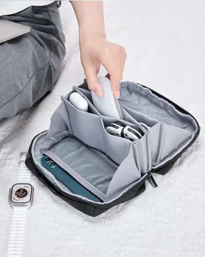 Miniatura 7 de BAGSMART Bolsa organizadora de electrónica, pequeña bolsa organizadora de tecnología de viaje para artículos esenciales de viaje, bolsa organizadora