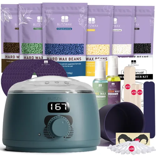 Miniatura 10 de BLITZWAX Kit de depilación brasileña y bikini para mujer, calentador de cera dura para cara, piernas y cuerpo, kit de depilación en casa, apto