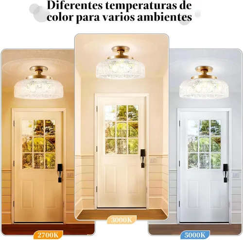 Miniatura 5 de Lamomo lámpara de techo semiempotrada, lámpara de pasillo dorada más grande mejorada, lámpara colgante de 3 bombillas de vidrio esférico cerca