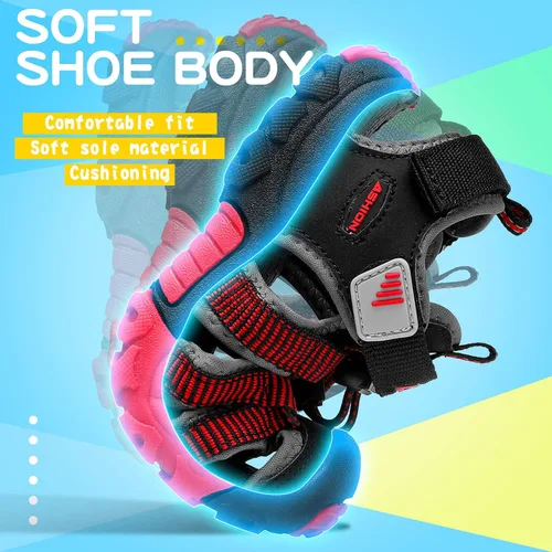 Miniatura 6 de Littleplum Sandalias para niños con puntera cerrada, sandalias deportivas para niños pequeños, zapatos de verano para niños grandes, caminar