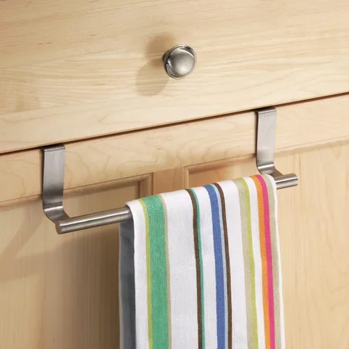 Miniatura 6 de Mziart Toallero moderno con ganchos para baño y cocina, colgador de toallas de acero inoxidable cepillado sobre gabinete (9 pulgadas)