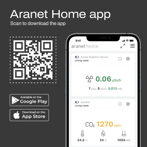 Miniatura 6 de SAF Aranet - Detector de radiación, dosímetro, portátil, mide la tasa de dosis y la dosis total de radiación ionizante, pantalla de tinta