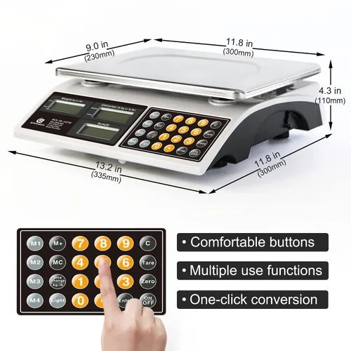 Miniatura 7 de Combo de báscula digital de precio de 66 libras, báscula comercial impermeable IPX7 para productos húmedos, mariscos y báscula de pesaje fácil