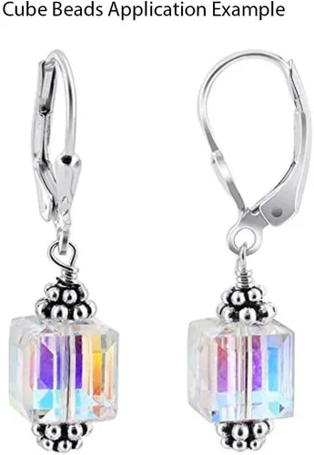 Miniatura 7 de 50 piezas Adabele cuentas austriacas de 6 mm de cristal facetado en cubo amatista sueltas, compatibles con cristales Swarovski Preciosa 5601 SSC611