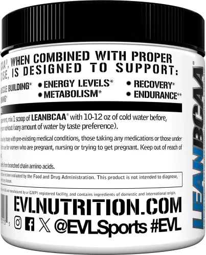 Miniatura 4 de Evlution Polvo de BCAA magro libre de estimulantes Nutrición BCAAs Aminoácidos en polvo con CLA Carnitina y 2:1:1 aminoácidos de cadena ramificada
