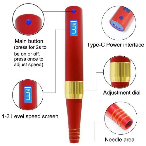 Miniatura 2 de Kit de máquina de tatuaje giratoria de maquillaje permanente con 10 agujas B643