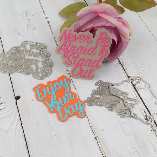 Miniatura 6 de CYFUN DESIGN Paper Craft Dies - Troqueles de palabras para hacer tarjetas con simpatía, buena suerte, bien hecho, hecho a mano con amor, recién