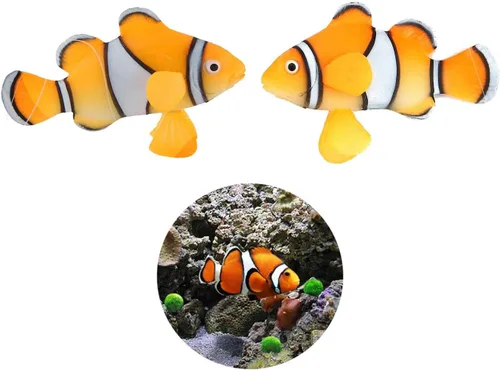 Miniatura 2 de Paquete de 2 piezas de silicona artificial para acuario flotante de pez payaso, decoración de pecera de agua salada bajo el agua salada, adorno